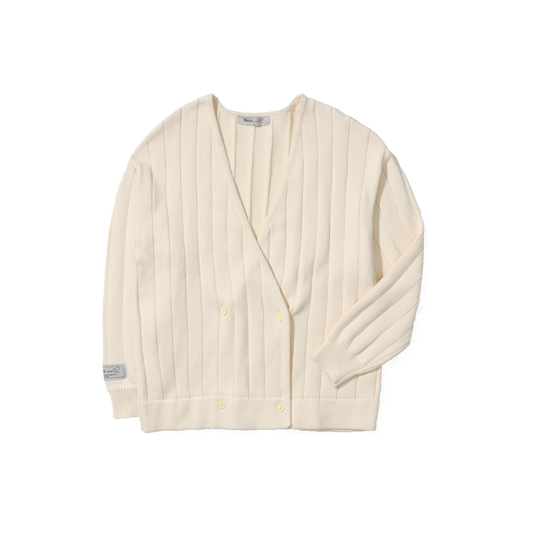 Ivory Cotton Double Breasted Cardigan