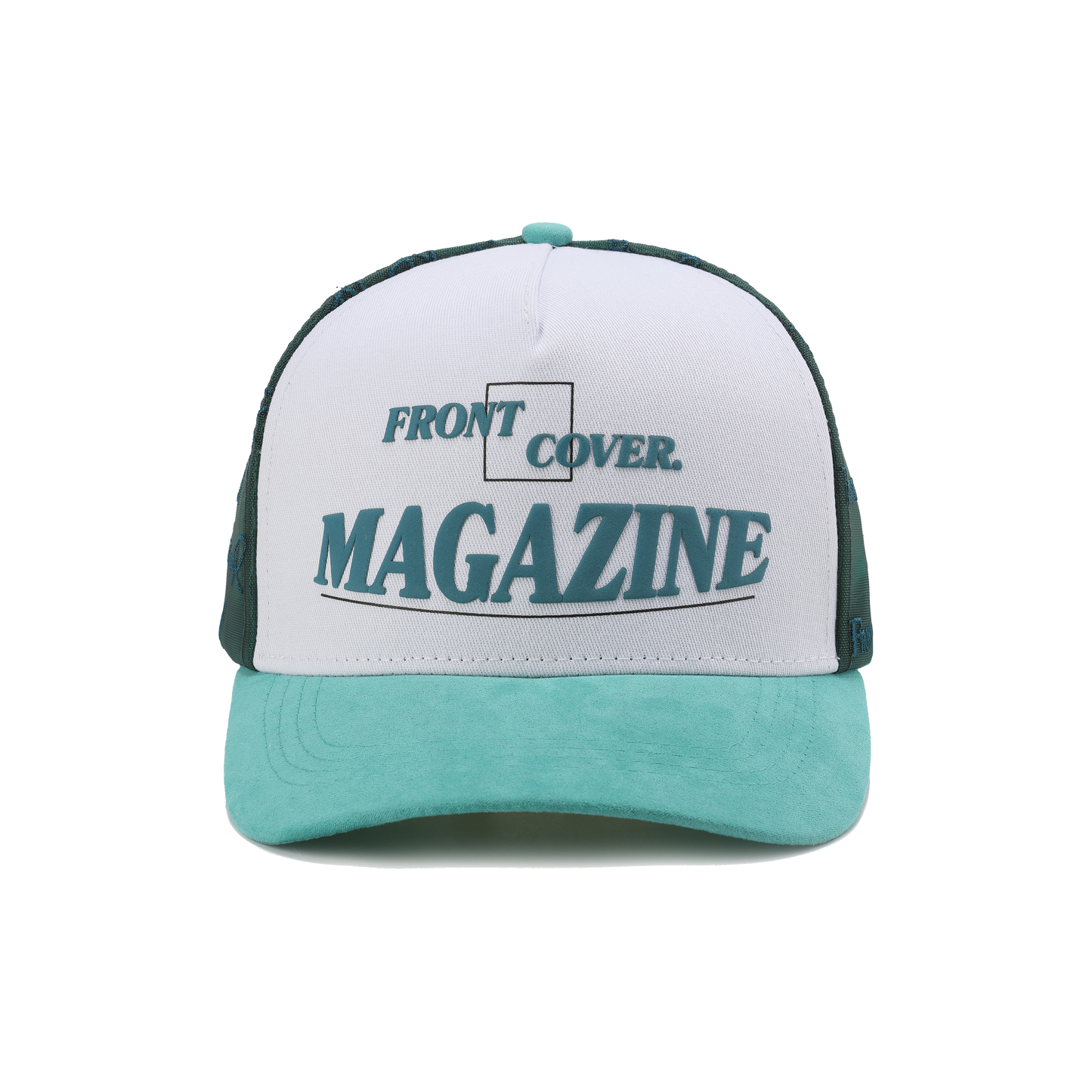 Turquoise Embroidered Mesh Trucker Cap