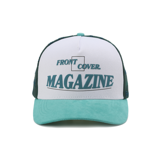 Turquoise Embroidered Mesh Trucker Cap