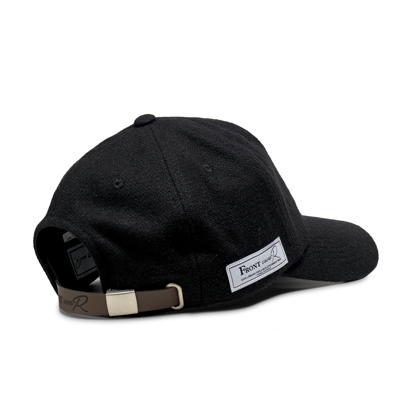 Black Wool Curved Brim Ball Cap