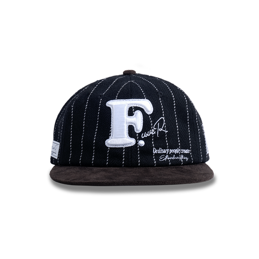 Black Wool Pinstripe Ball Cap