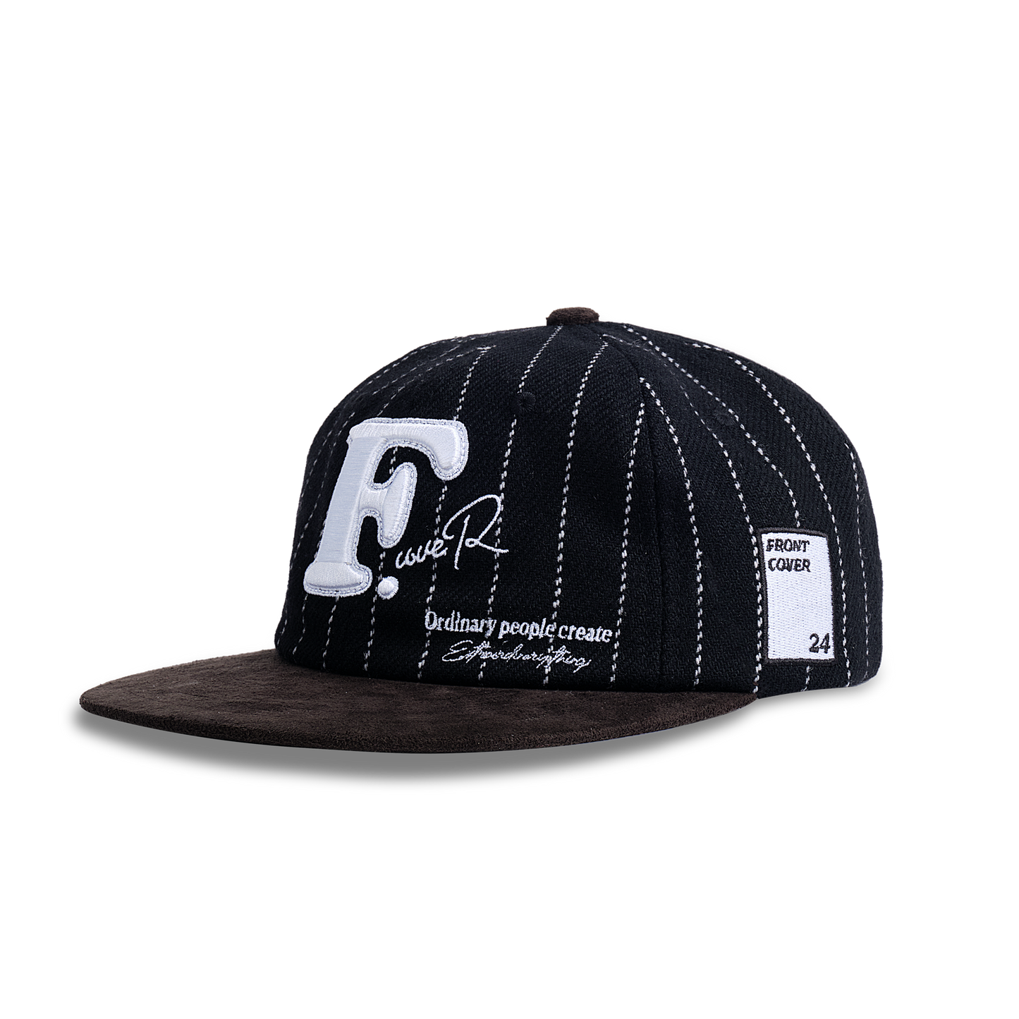 Black Wool Pinstripe Ball Cap