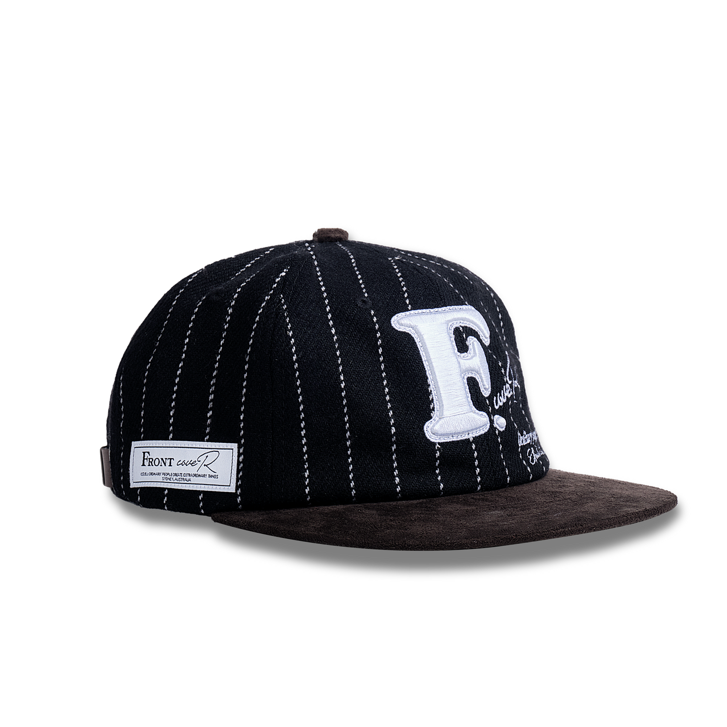 Black Wool Pinstripe Ball Cap